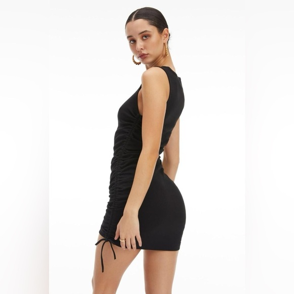 Good American Ruched Tank Mini Dress in Black, size 3 NWT! Love Island Themed - Picture 3 of 12
